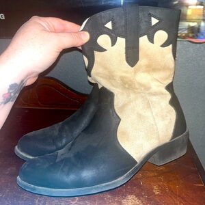 Black and tan cowboy booties - worn once